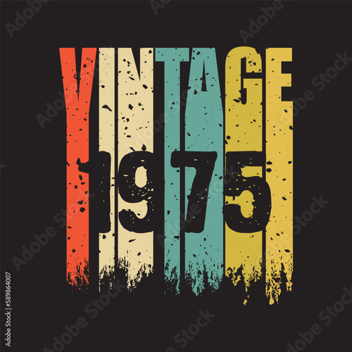 1975 vintage retro t shirt design, vector