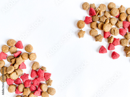 Dog food ready to eat on the white background