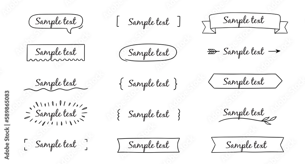Text title frame handwriting ribbon, square, circle decoration element. Doodle cute title frame simple text box, label, tag. Hand drawn sketch style decoration. Vector illustration. Text title frame handwriting ribbon, square, circle decoration element. Doodle cute title frame simple text box, label, tag. Hand drawn sketch style decoration. Vector illustration.