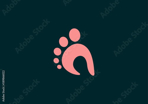 Flat shape for foot pink logo symbol template