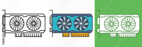 Video Graphic Adapter Icon Vector Illustration, Enabling High-Quality Visuals and Multimedia Performance
