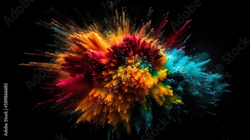 A Colorful Explosion on a Black Background. Generative ai
