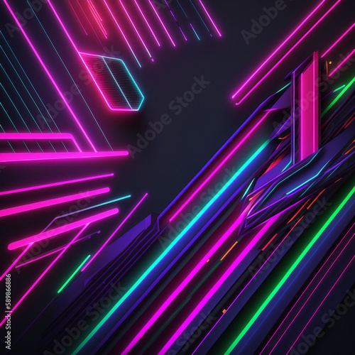 Abstract background with glowing neon lines for a visually stunning and modern aesthetic, Generative AI