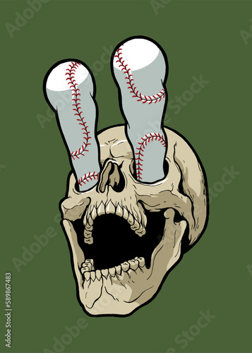 Photography Baseball skull