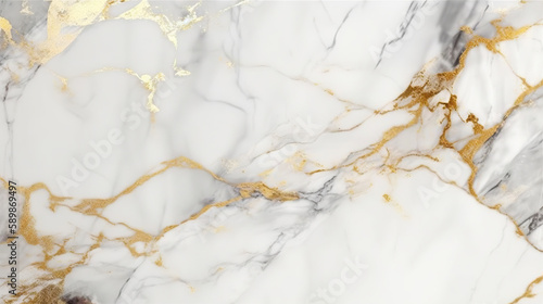 Natural white marble texture with golden inserts. Based on Generative AI © Yeti Studio