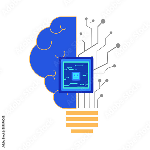 Microchip robot network to create idea.