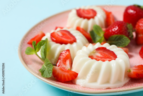 Delicious and sweet dessert - Panna Cotta, composition for tasty dessert concept