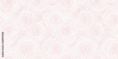 Seamless hand drawn topographic map contour lines pattern in pastel pink and white. Abstract topology motif or mountain landscape background texture. Baby girl blanket, clothing or nursery wallpaper.