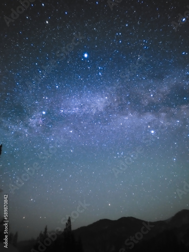 starry night sky, milky way, summer triangle photo