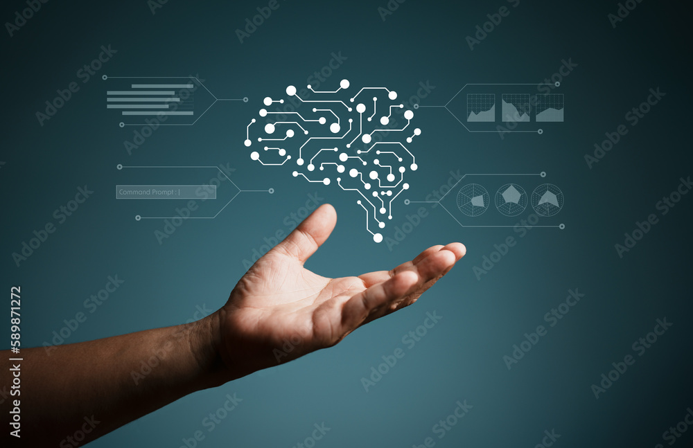 AI technology or Artificial Intelligence. Man using technology smart