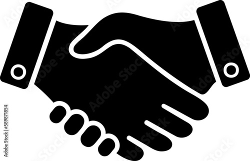 Flat vector icon of a handshake of two hands as a concept of insight, support and partnership