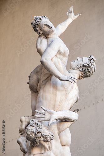Statue of Rape of the Sabines, Loggia de Lanzi in Piazza della Signoria in Florence photo