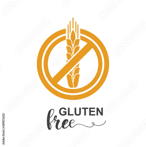 Gluten free label, food intolerance -icon.