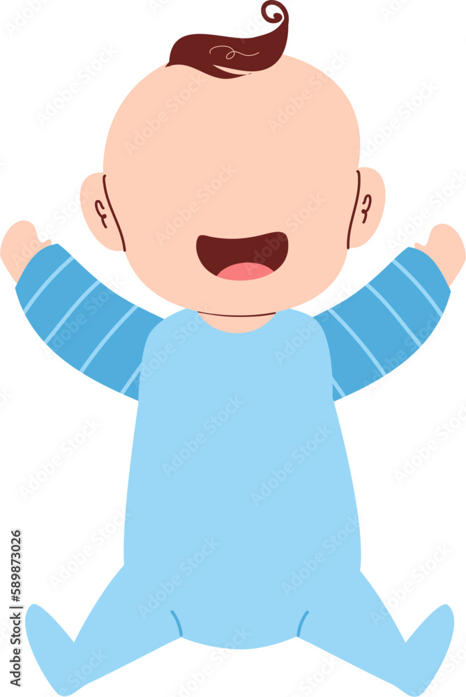 Obraz premium Baby illustration, cute baby, baby boy, baby cartoon, baby clipart, toddler