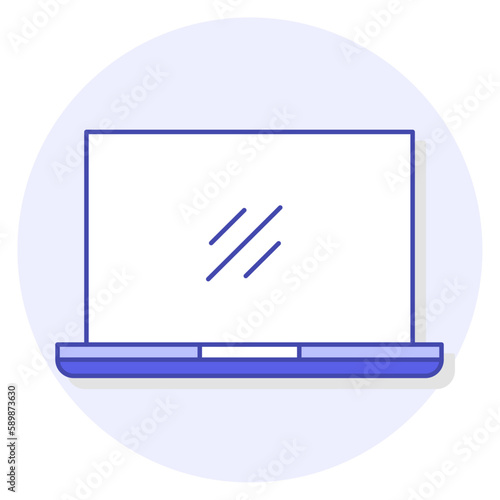 Laptop with empty screen vector. Laptop Vector Line Icon Illustration. Editable Stroke.