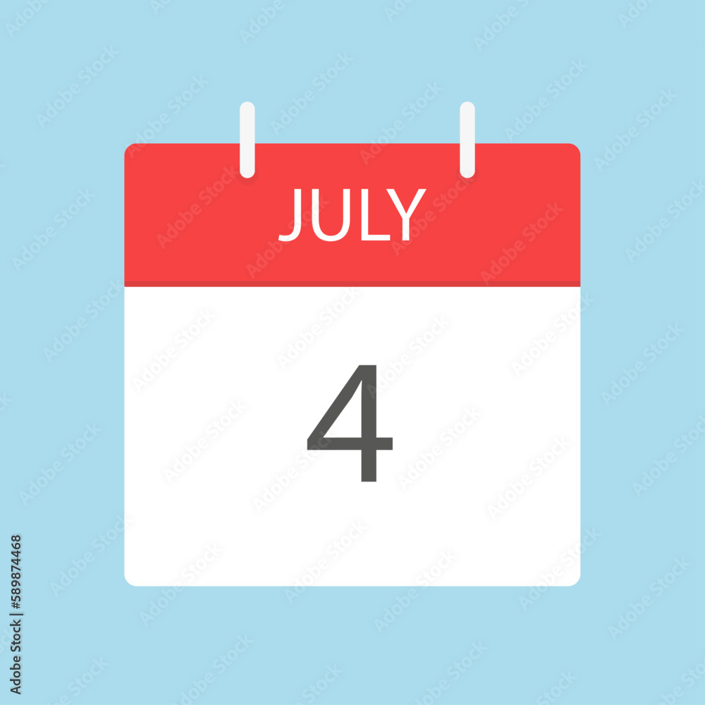 July tear calendar icon. Calendar to tear off every day. Vector illustration in flat style. Isolated on a light blue background. July tear calendar icon. Calendar to tear off every day. Vector illustration in flat style. Isolated on a light blue background.