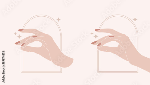 Woman hand nail boho elegance .
Vector illustration for icon,logo,sticker,printable 