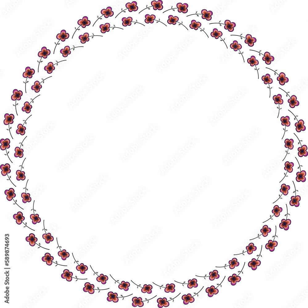 Obraz premium Beautiful round pattern with small flowers. Vector file for designs.