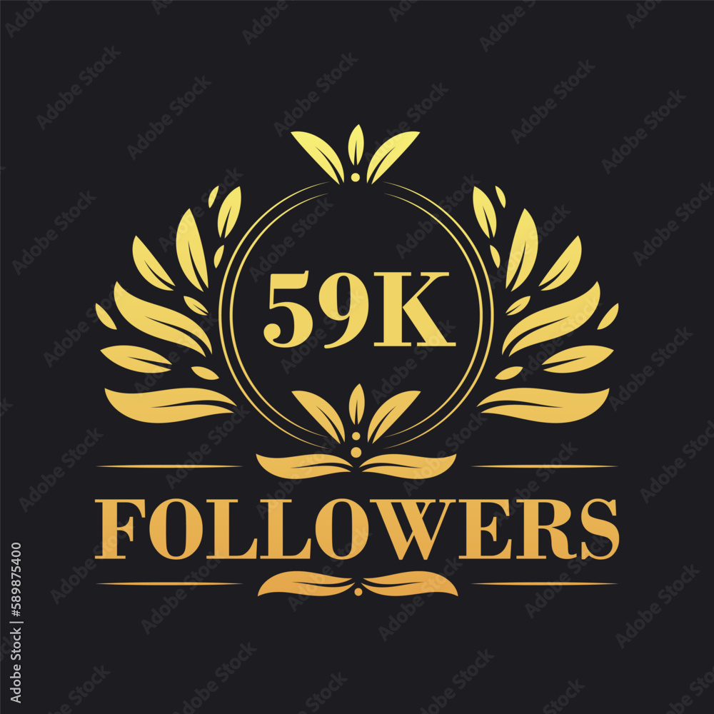 Obraz premium 59K Followers celebration design. Luxurious 59K Followers logo for social media followers