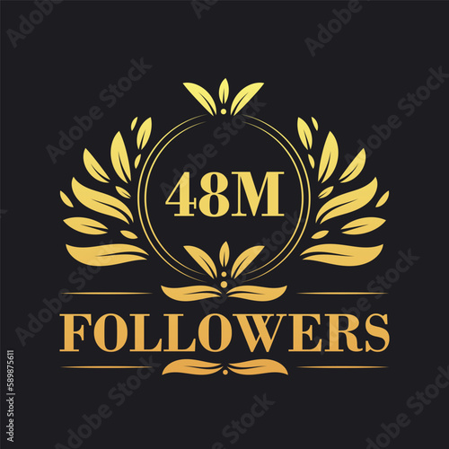 48M Followers celebration design. Luxurious 48M Followers logo for social media followers
