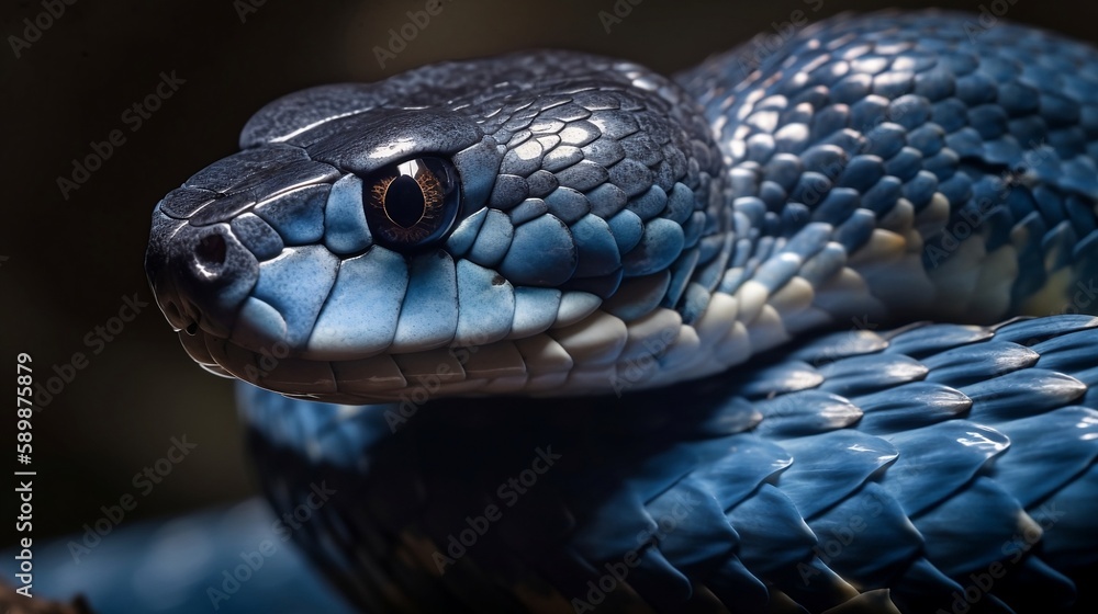 Blue Viper Snake close-up - Generative ai Blue Viper Snake close-up - Generative ai