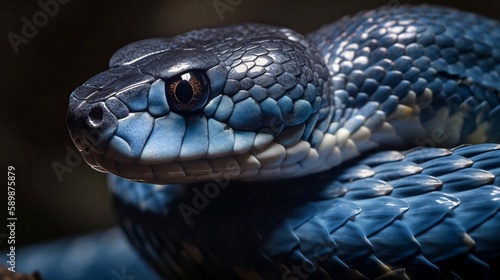 Blue Viper Snake close-up - Generative ai © Nld