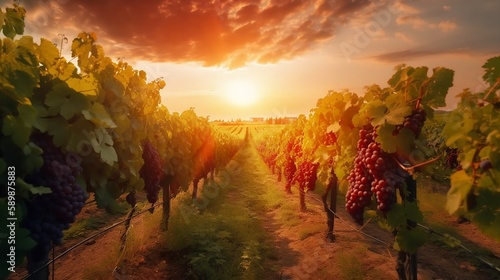 Vineyard Sunset - Generative ai