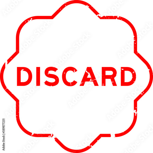 Grunge red discard word rubber seal stamp on wthie background