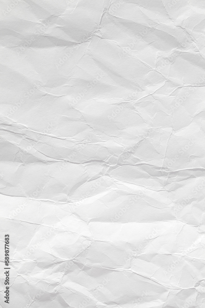Fototapeta premium White crumpled paper background, texture old for web design screensavers. Template for various purposes or creating packaging.