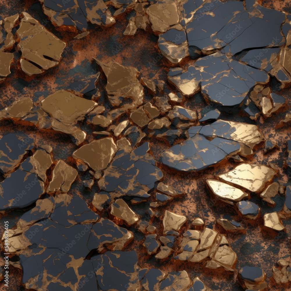 golden and rock stone texture background - by generative ai