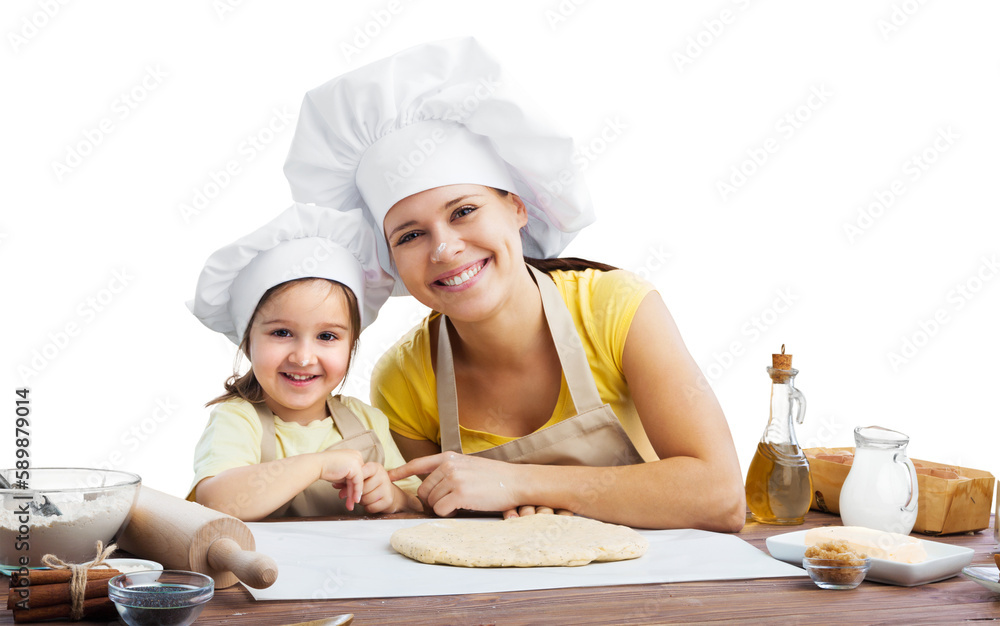 Mother and daughter cookings