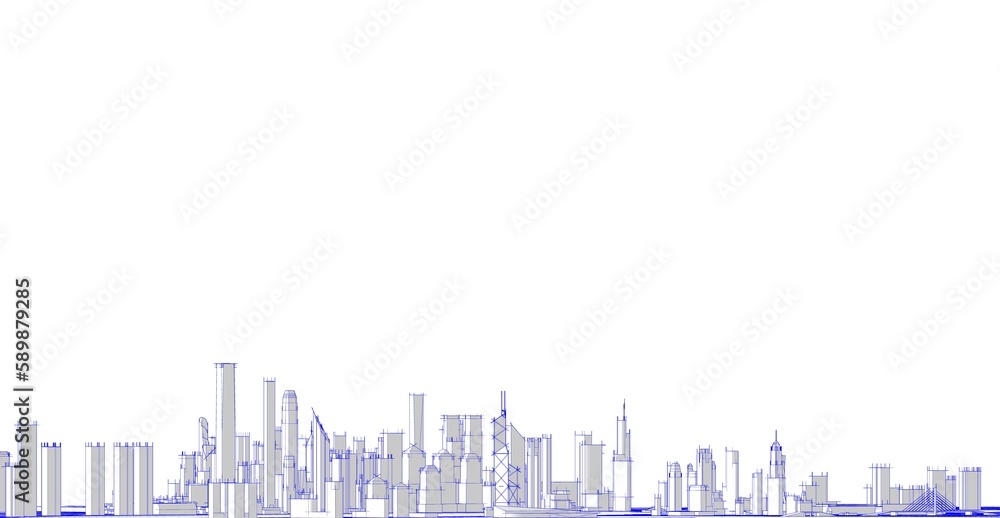 city skyline sketch 3d illustration