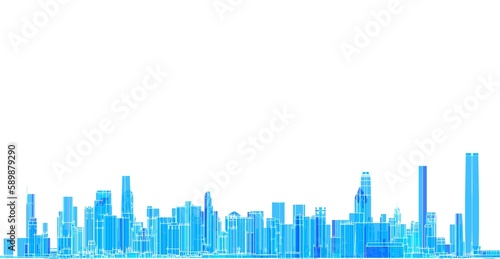 city skyline sketch 3d illustration