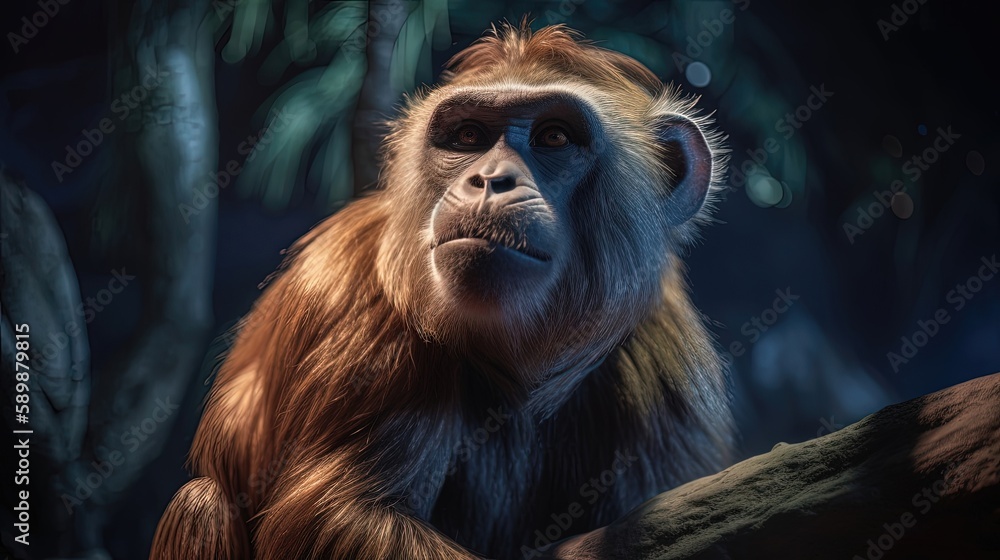 The interactive primate exhibit immerses visitors in the world of primates, offering a glimpse into their lives and behavior through interactive displays. Generated by AI.