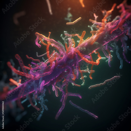 Abstract bacteria medical background, generative AI © Grafvision