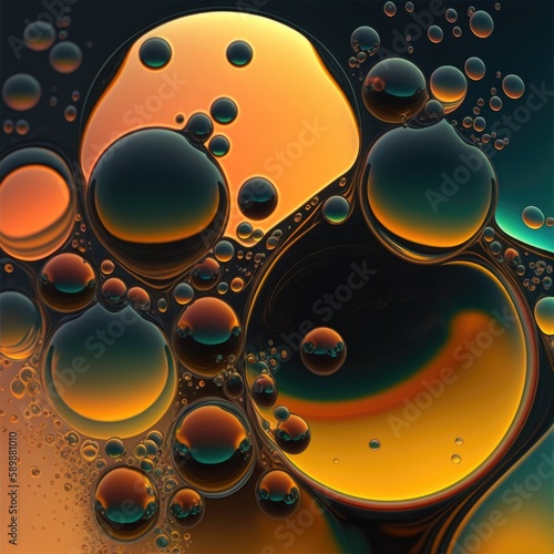Abstract Image of Colorful Oil Bubbles in Water