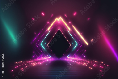 Abstract background with glowing neon lines for a visually stunning and modern aesthetic, Generative AI