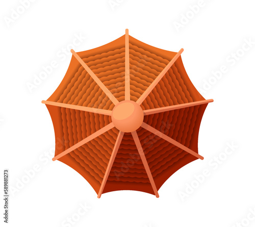 Architectural element top view. Round pitched roof of outdoor gazebo. Garden or park building. Object for map, design project or plan. Cartoon flat vector illustration isolated on white background