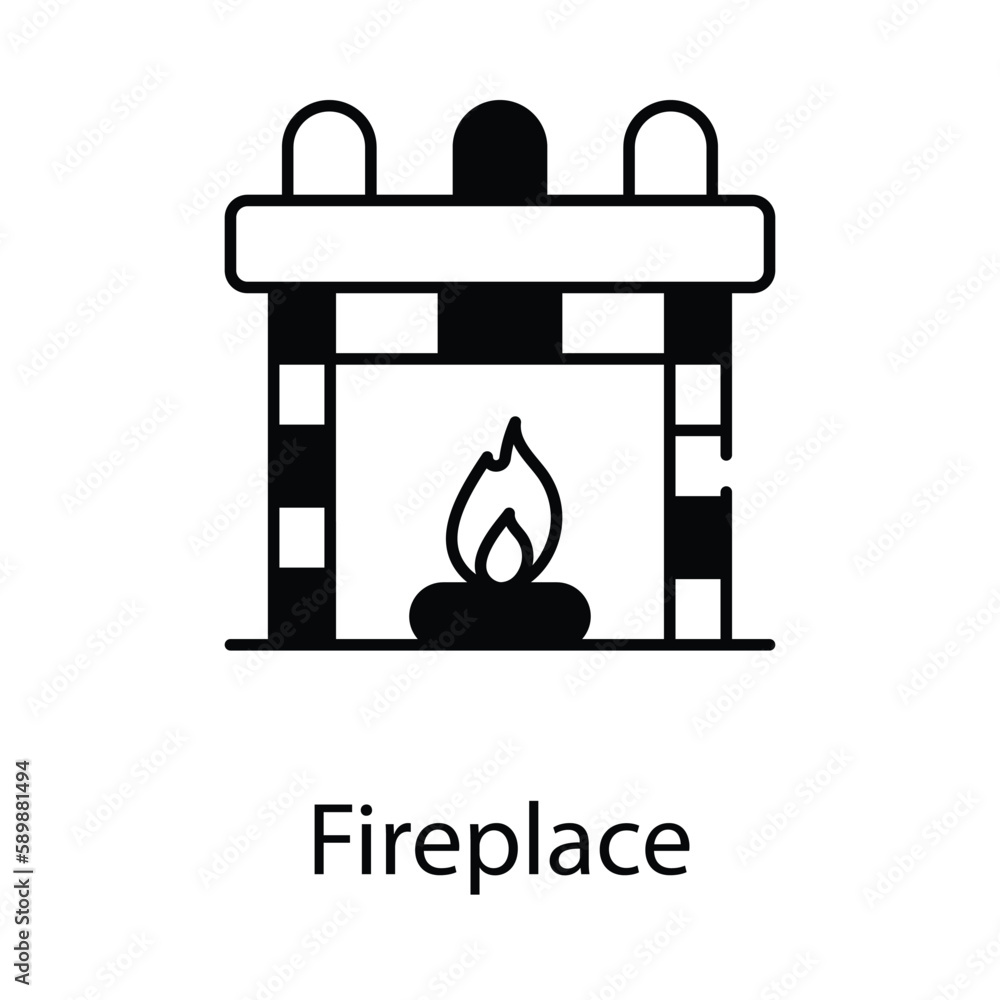 Fireplace icon. Suitable for Web Page, Mobile App, UI, UX and GUI design Fireplace icon. Suitable for Web Page, Mobile App, UI, UX and GUI design