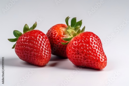 Fraises mûres et fraichement récoltées posées dans un fond blanc neutre