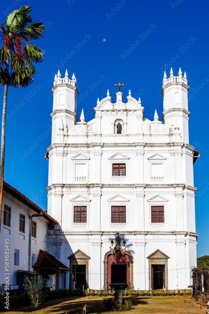 Facade of Catholic Church of St. Francis of Assisi in Goa Velha, Goa, India, Asia