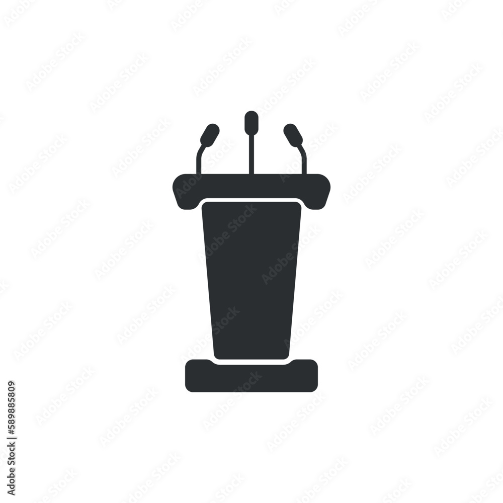 Speaker icon in flat style. Conference podium vector illustration on isolated background. Public speech sign business concept. Speaker icon in flat style. Conference podium vector illustration on isolated background. Public speech sign business concept.