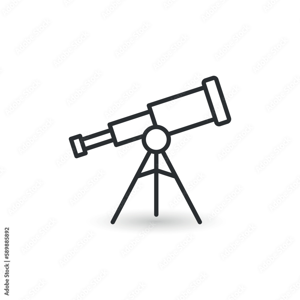 Telescope icon in flat style. Cosmos discover vector illustration on isolated background. Astronomy sign business concept. Telescope icon in flat style. Cosmos discover vector illustration on isolated background. Astronomy sign business concept.