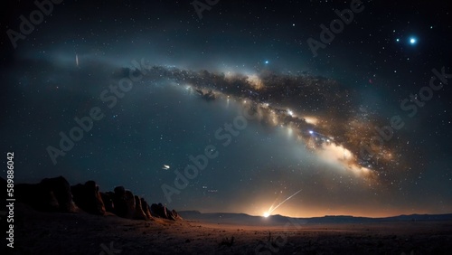 Awe-Inspiring Night Sky: Milky Way and Shooting Stars Illuminate the Darkness