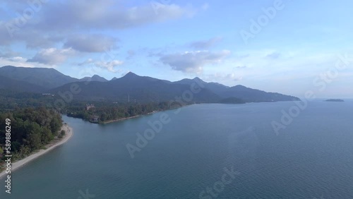 Wallpaper Mural island with mountain, river coastline beach. Magic aerial view flight drone Torontodigital.ca