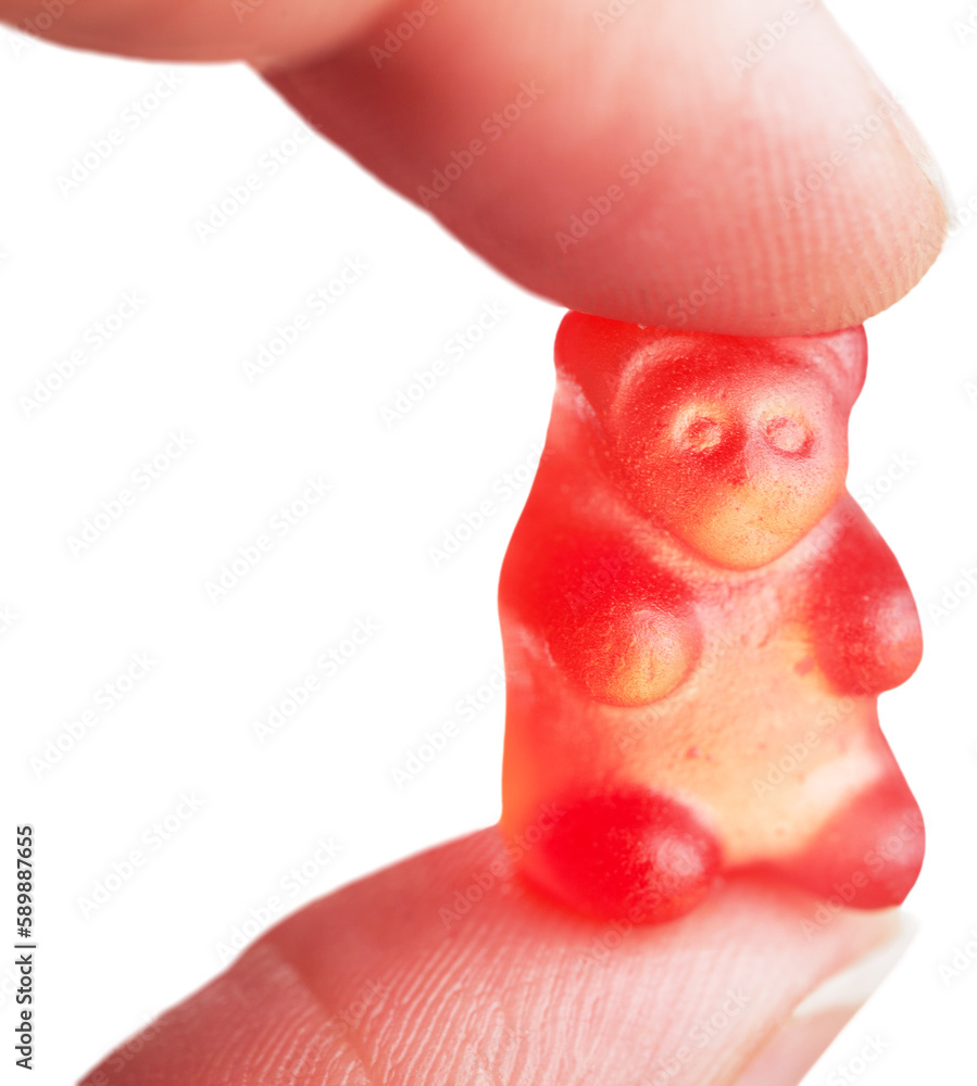 Single jelly bear candy isolated on white background Single jelly bear candy isolated on white background