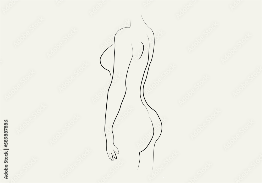 Silhouettes of lovely lady. Beautiful girl stand in different pose. The figures of women are nude, feminine and slender. Vector illustration. Silhouettes of lovely lady. Beautiful girl stand in different pose. The figures of women are nude, feminine and slender. Vector illustration.