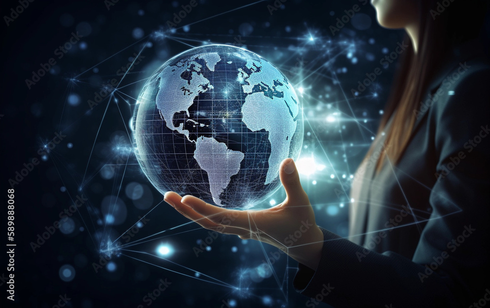 hand holding earth symbolizing network and big data hand holding earth symbolizing network and big data