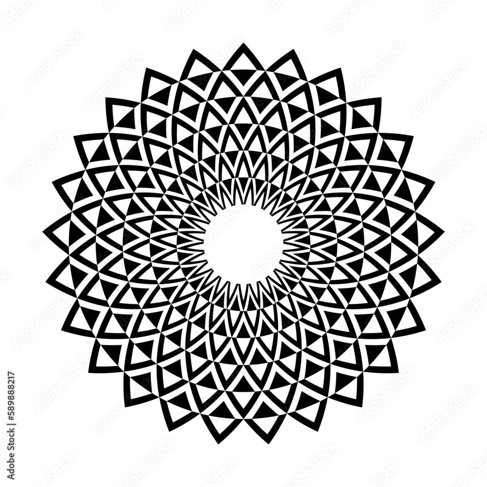 Abstract Decorative Radial Circle Pattern. Round Design Element.