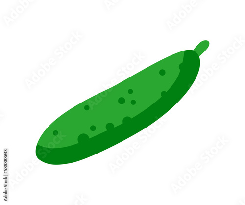 Healthy food icon. Sticker with fresh cucumber. Delicious ripe ingredient for cooking. Organic vegetable. Healthy lifestyle and diet. Cartoon flat vector illustration isolated on white background